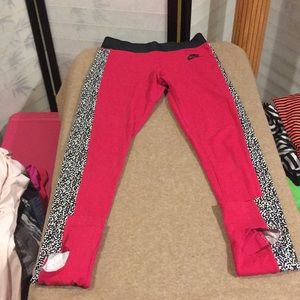 Red Nike Leggings with cutout stirrups size small